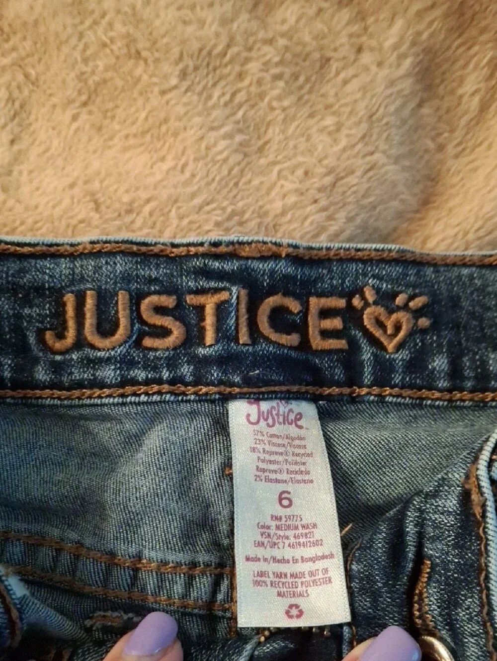 Justice Distressed Dark Blue Denim Girls Jeans